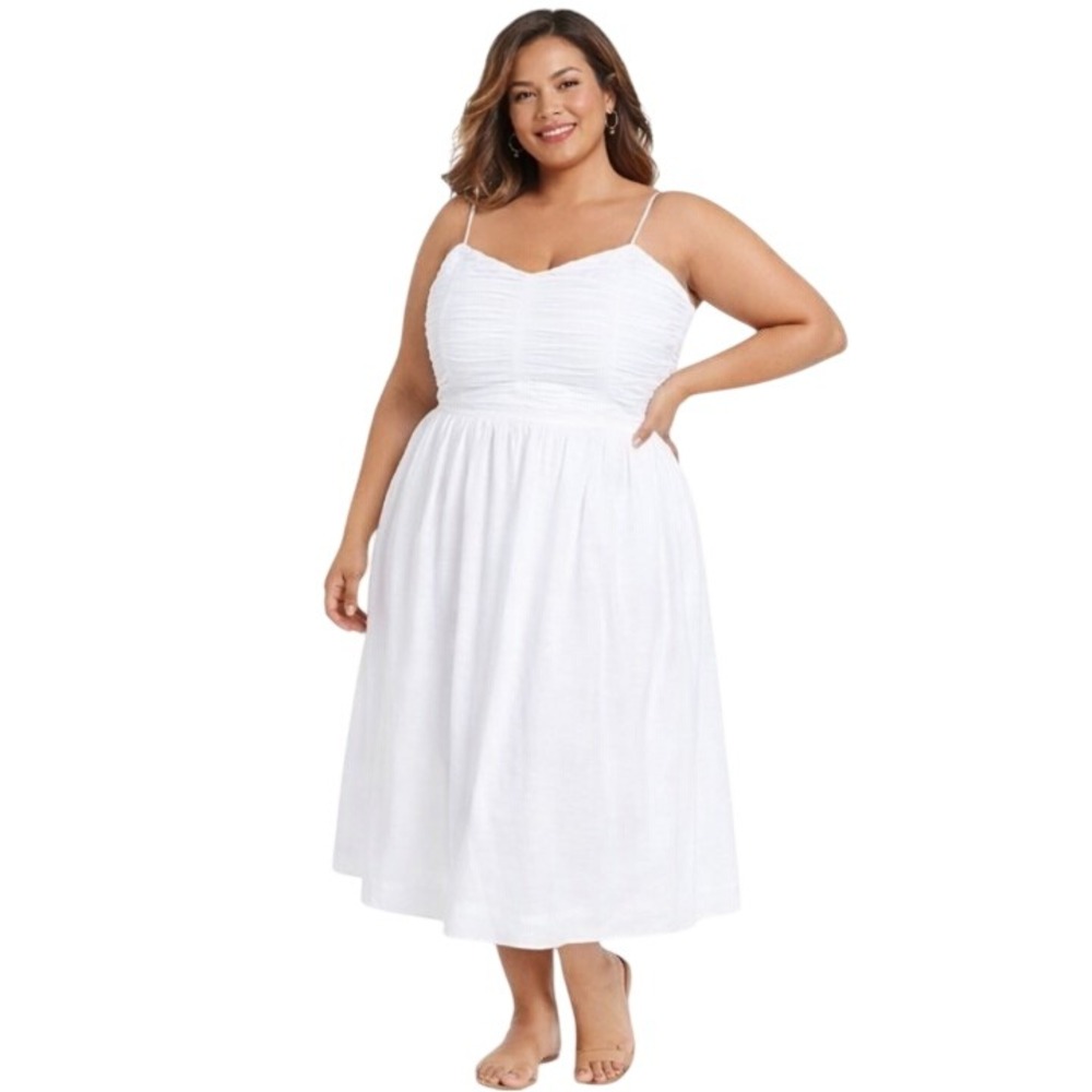 ON 34th from Macy's White‎ Ruched Bodice Midi Dress SKUW318
